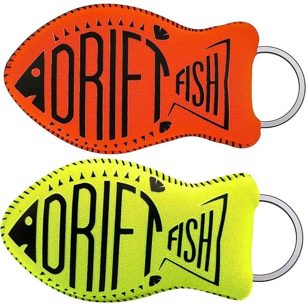 Drift Fish Floating Neoprene Sport Keychain With Pull On Closure -Green & Orange